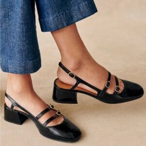 Sézane Paula Babies Patent Black Heels